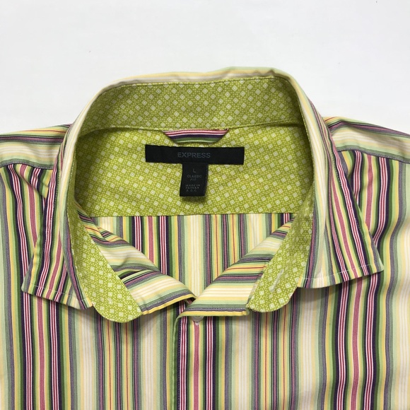 Express Men's Long Sleeve, Yellow Stripes - Picture 6 of 8
